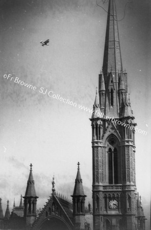 CATHEDRAL SPIRE & FLYING BOAT FROM BISHOPS HOUSE